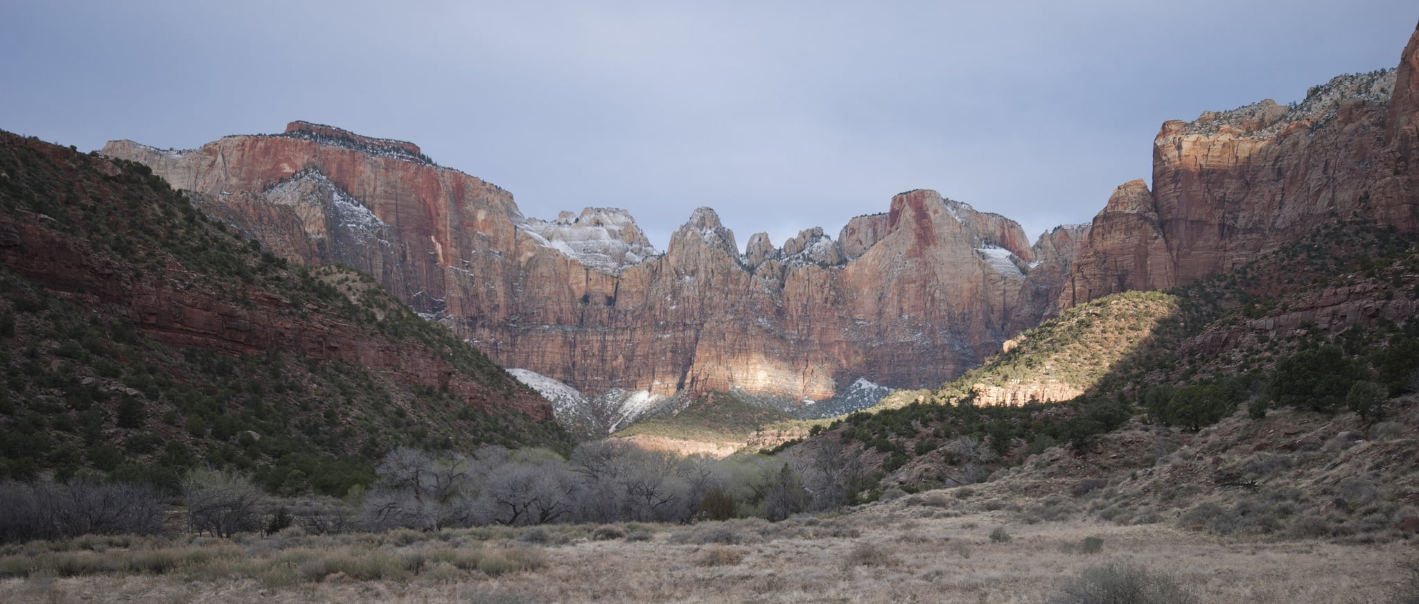 zion national park view of the canyon during sunset